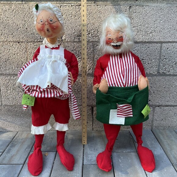 Vintage 1970s Annalee Mobilitee 30" Santa & Mrs Claus Dolls Door Greeters - Picture 4 of 16